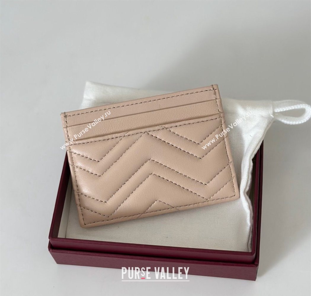Gucci GG Marmont Matelasse Leather Card Holder Wallet 443127 Light Pink 2025 (DLH-250630038)