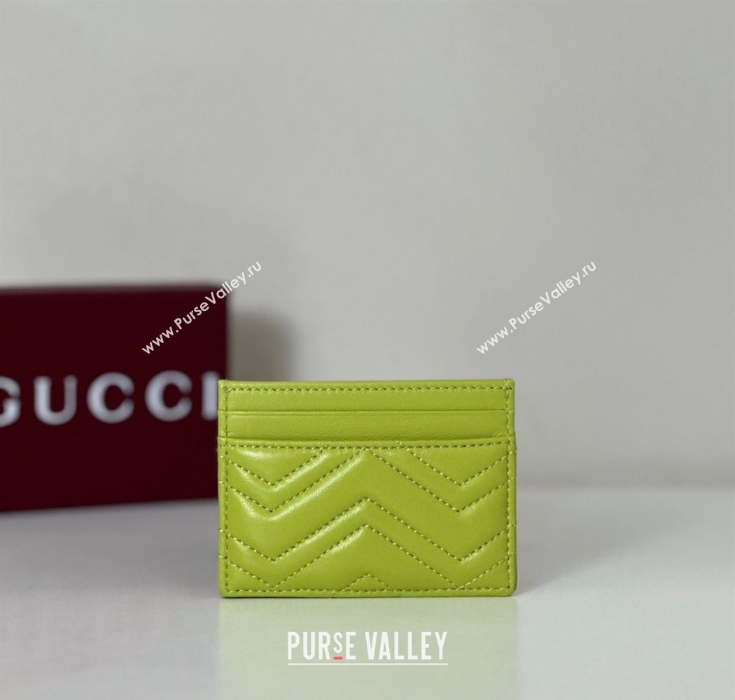 Gucci GG Marmont Matelasse Leather Card Holder Wallet 443127 Bright Green 2025 (DLH-250630039)