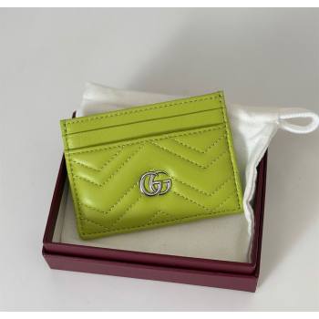 Gucci GG Marmont Matelasse Leather Card Holder Wallet 443127 Bright Green 2025 (DLH-250630039)
