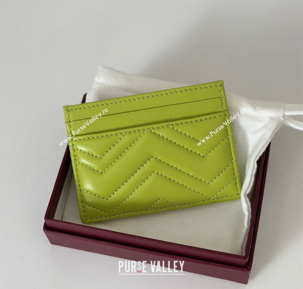 Gucci GG Marmont Matelasse Leather Card Holder Wallet 443127 Bright Green 2025 (DLH-250630039)