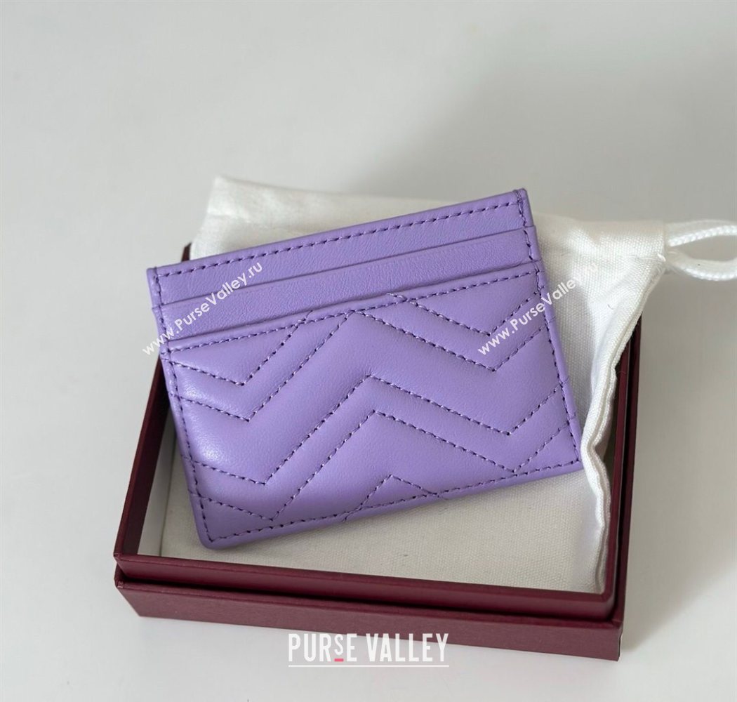 Gucci GG Marmont Matelasse Leather Card Holder Wallet 443127 Lilac Purple 2025 (DLH-250630041)
