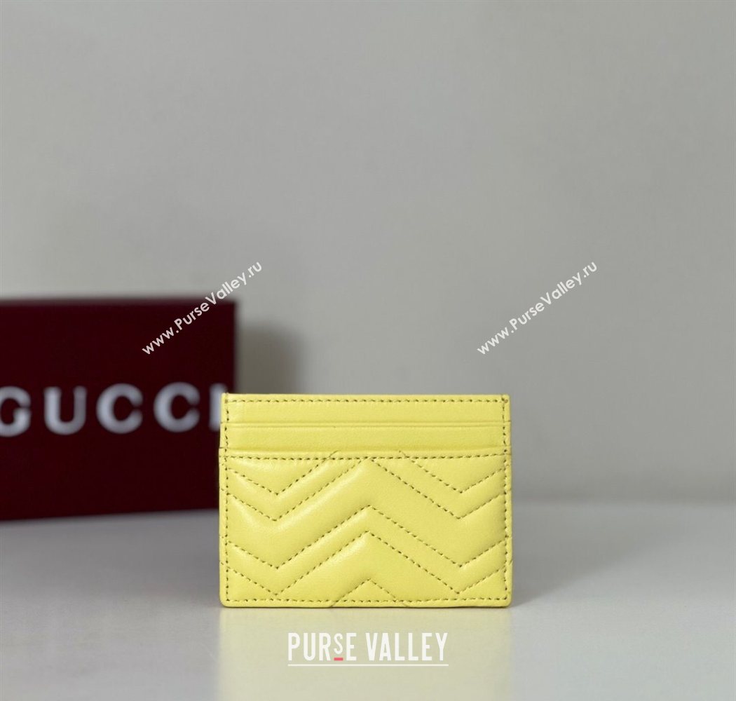Gucci GG Marmont Matelasse Leather Card Holder Wallet 443127 Yellow 2025 (DLH-250630042)