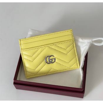 Gucci GG Marmont Matelasse Leather Card Holder Wallet 443127 Yellow 2025 (DLH-250630042)