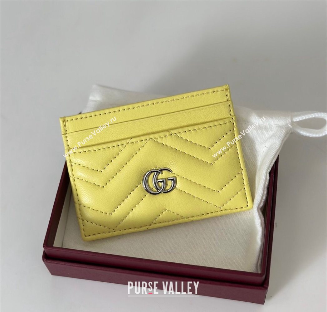 Gucci GG Marmont Matelasse Leather Card Holder Wallet 443127 Yellow 2025 (DLH-250630042)