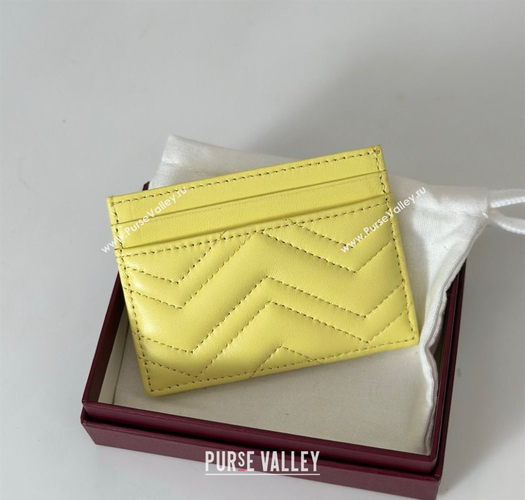 Gucci GG Marmont Matelasse Leather Card Holder Wallet 443127 Yellow 2025 (DLH-250630042)
