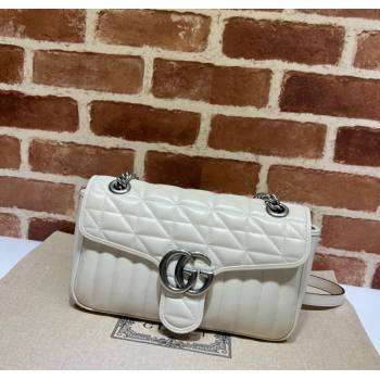 Gucci GG Marmont Geometric Leather Small Shoulder Bag 443497 White 2025 (DLH-250630043)