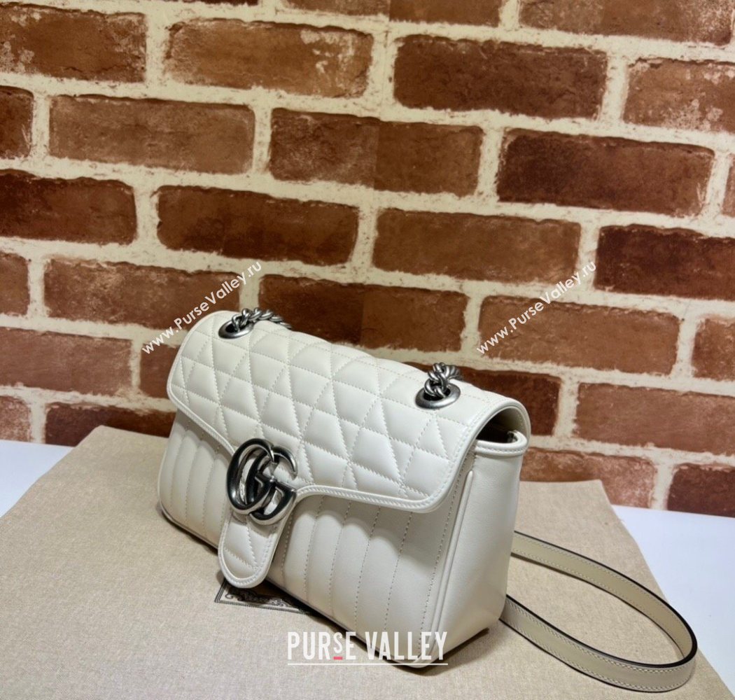 Gucci GG Marmont Geometric Leather Small Shoulder Bag 443497 White 2025 (DLH-250630043)