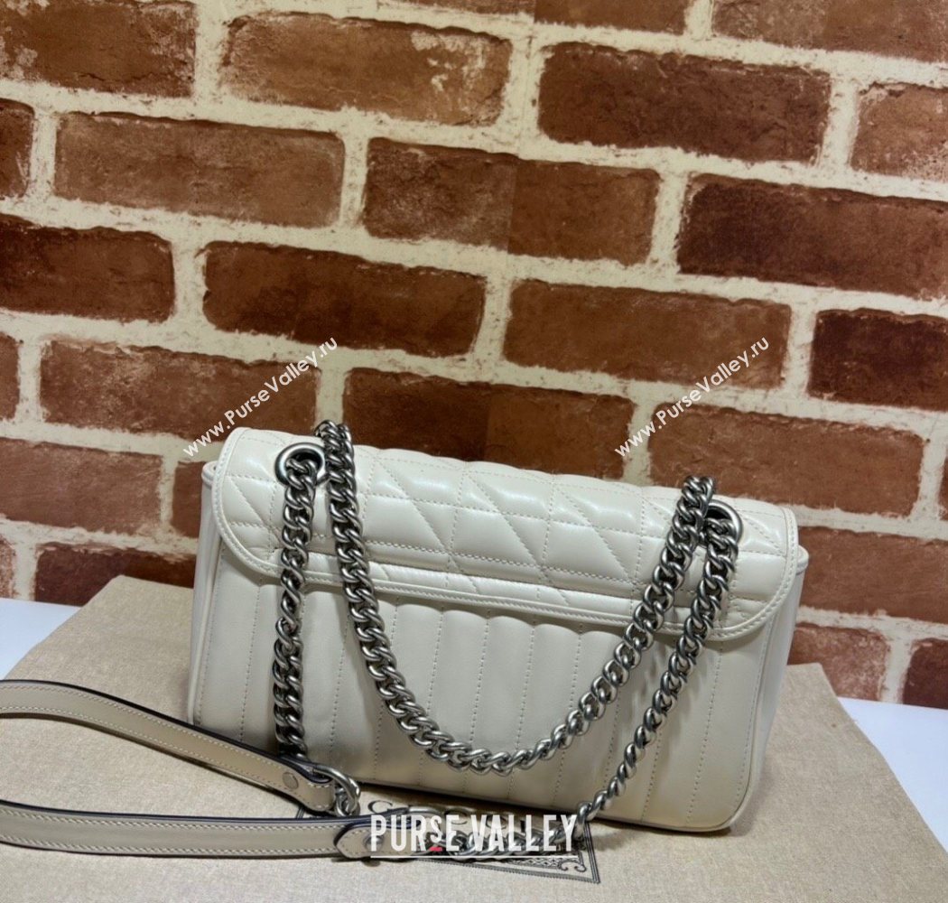 Gucci GG Marmont Geometric Leather Small Shoulder Bag 443497 White 2025 (DLH-250630043)