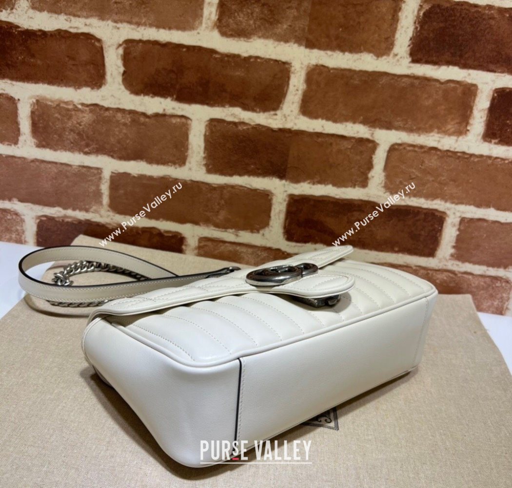 Gucci GG Marmont Geometric Leather Small Shoulder Bag 443497 White 2025 (DLH-250630043)