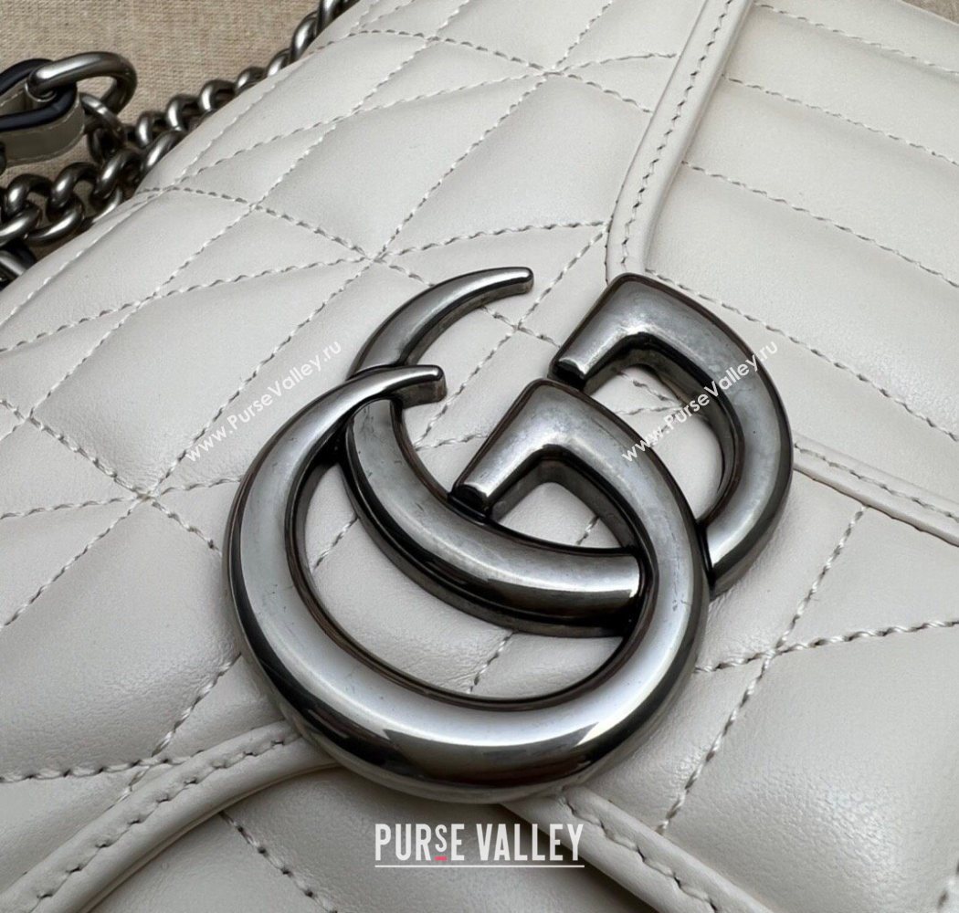 Gucci GG Marmont Geometric Leather Small Shoulder Bag 443497 White 2025 (DLH-250630043)