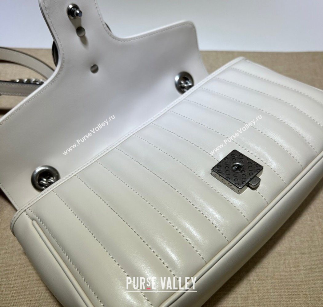 Gucci GG Marmont Geometric Leather Small Shoulder Bag 443497 White 2025 (DLH-250630043)