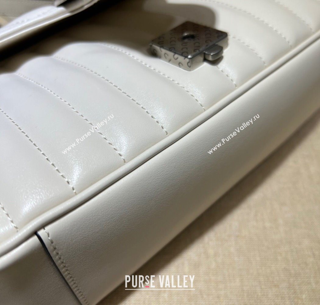 Gucci GG Marmont Geometric Leather Small Shoulder Bag 443497 White 2025 (DLH-250630043)