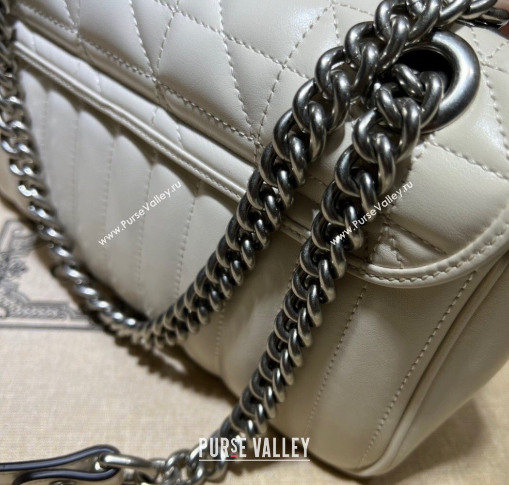 Gucci GG Marmont Geometric Leather Small Shoulder Bag 443497 White 2025 (DLH-250630043)