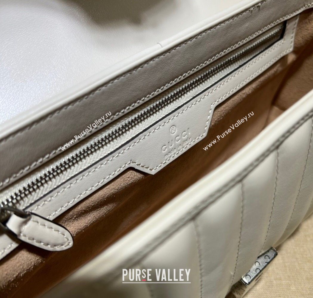 Gucci GG Marmont Geometric Leather Small Shoulder Bag 443497 White 2025 (DLH-250630043)