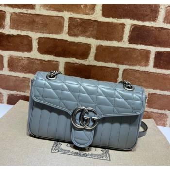 Gucci GG Marmont Geometric Leather Small Shoulder Bag 443497 Grey 2025 (DLH-250630044)