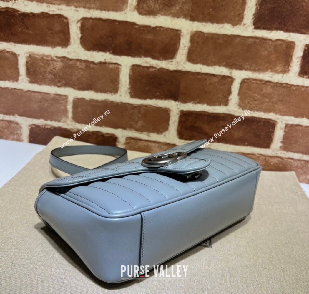 Gucci GG Marmont Geometric Leather Small Shoulder Bag 443497 Grey 2025 (DLH-250630044)