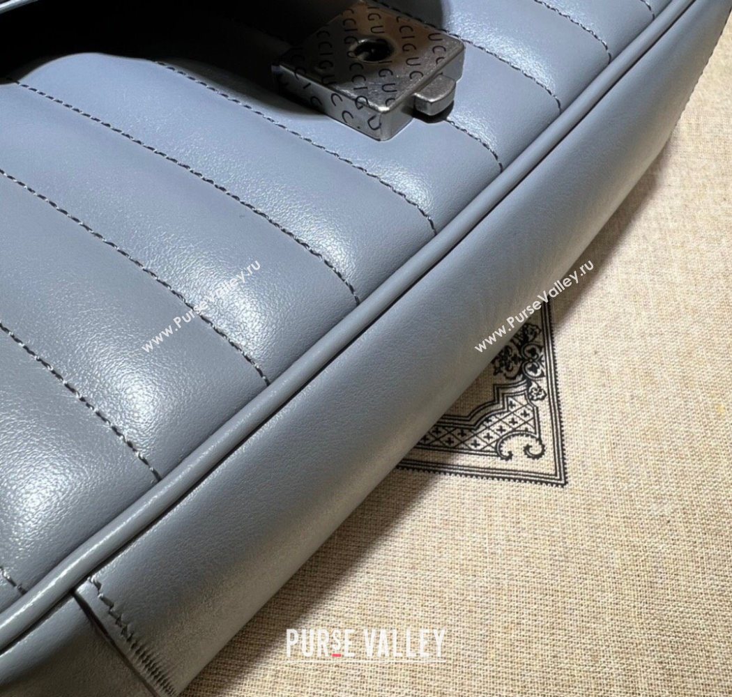 Gucci GG Marmont Geometric Leather Small Shoulder Bag 443497 Grey 2025 (DLH-250630044)