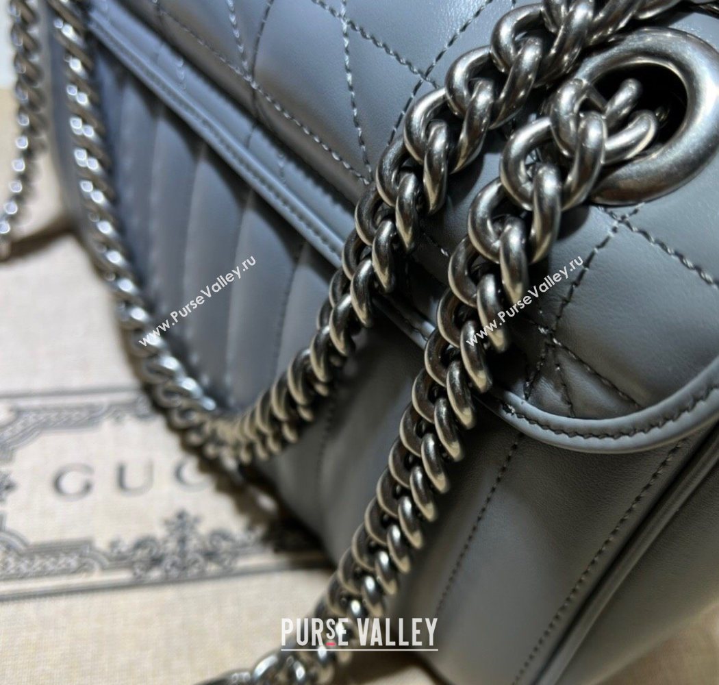 Gucci GG Marmont Geometric Leather Small Shoulder Bag 443497 Grey 2025 (DLH-250630044)
