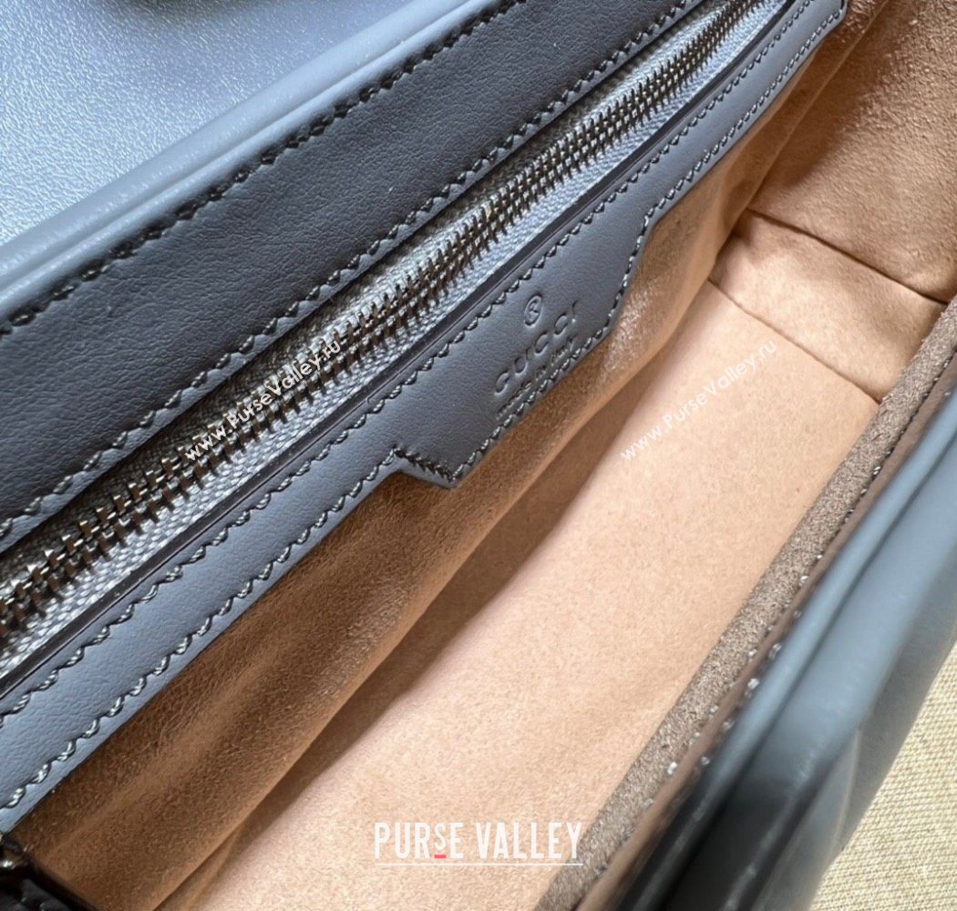 Gucci GG Marmont Geometric Leather Small Shoulder Bag 443497 Grey 2025 (DLH-250630044)