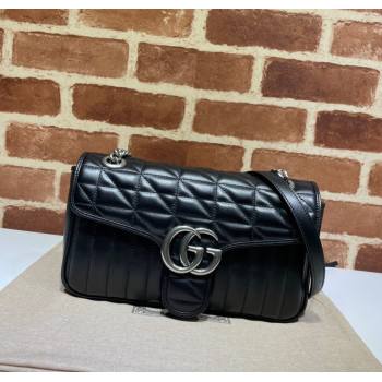 Gucci GG Marmont Geometric Leather Small Shoulder Bag 443497 Black 2025 (DLH-250630045)