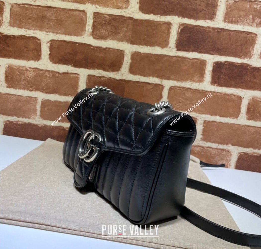 Gucci GG Marmont Geometric Leather Small Shoulder Bag 443497 Black 2025 (DLH-250630045)