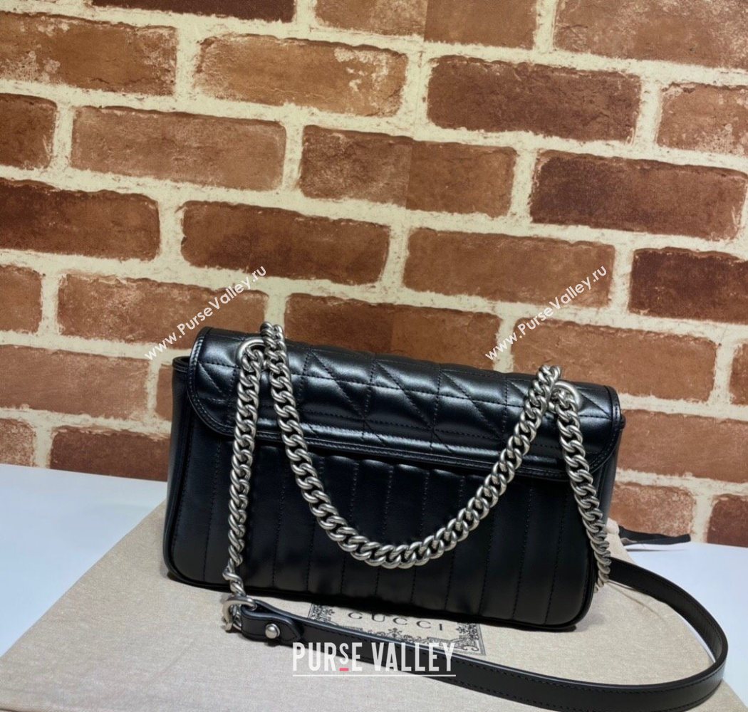 Gucci GG Marmont Geometric Leather Small Shoulder Bag 443497 Black 2025 (DLH-250630045)
