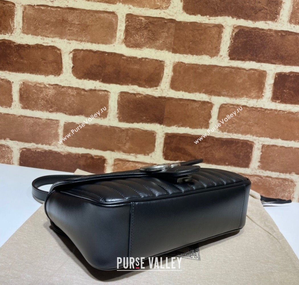 Gucci GG Marmont Geometric Leather Small Shoulder Bag 443497 Black 2025 (DLH-250630045)