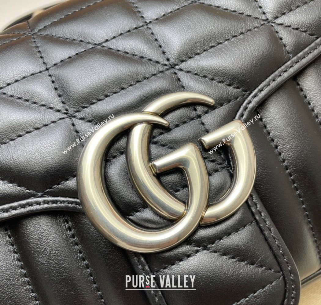 Gucci GG Marmont Geometric Leather Small Shoulder Bag 443497 Black 2025 (DLH-250630045)