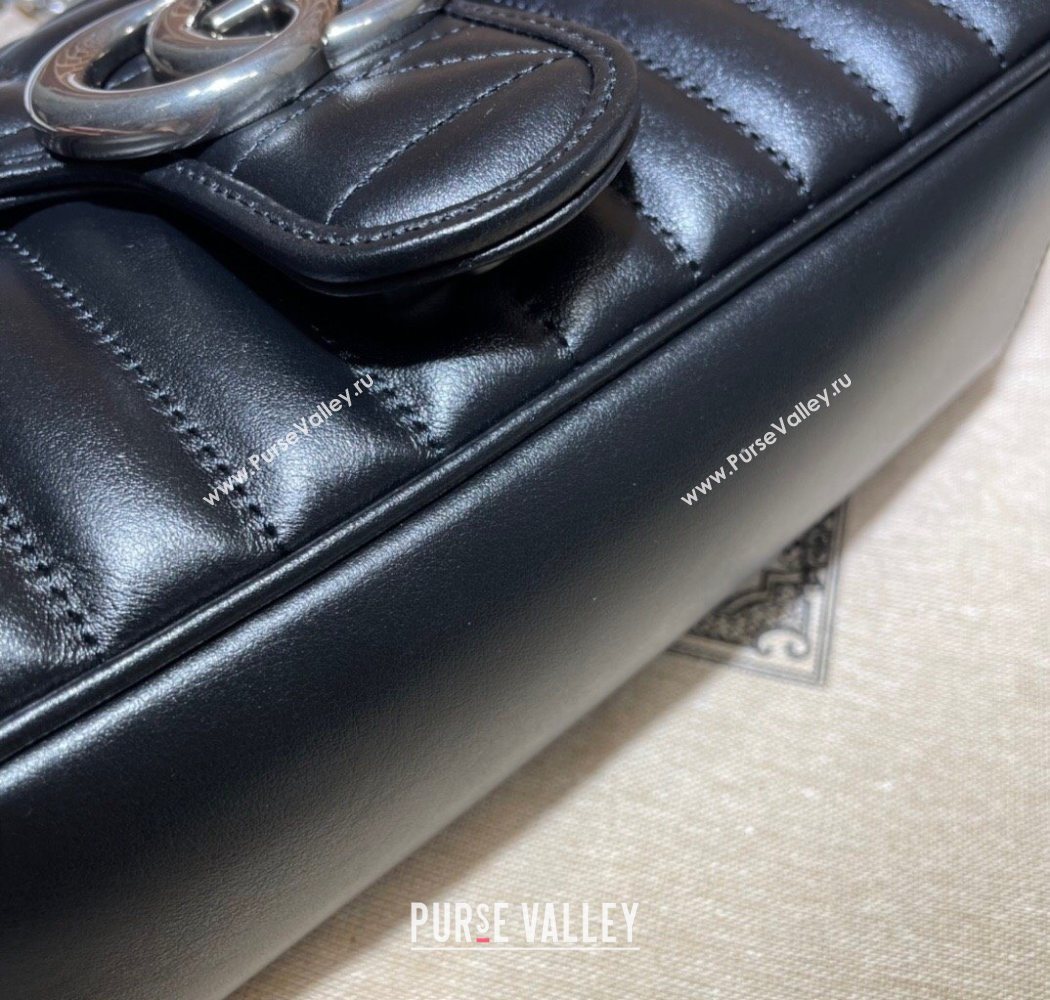 Gucci GG Marmont Geometric Leather Small Shoulder Bag 443497 Black 2025 (DLH-250630045)