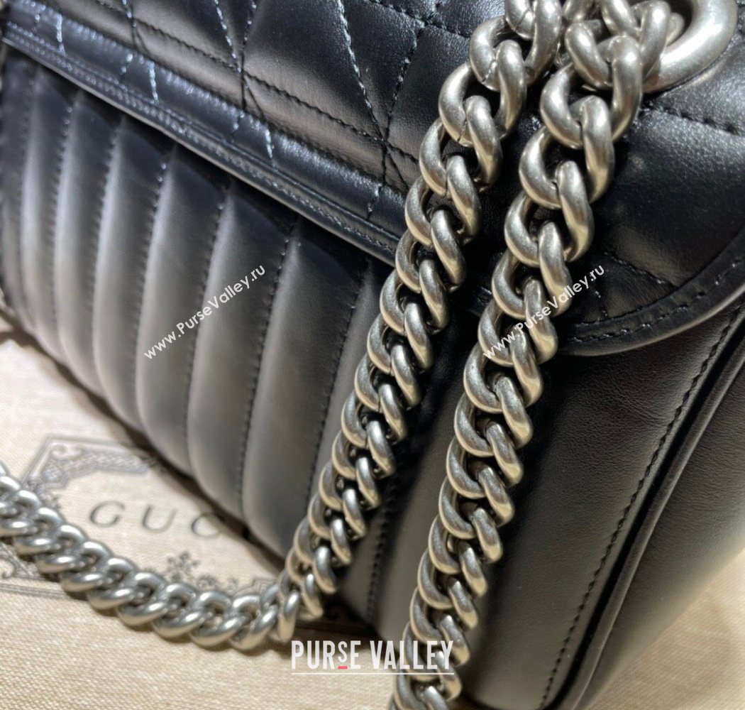 Gucci GG Marmont Geometric Leather Small Shoulder Bag 443497 Black 2025 (DLH-250630045)