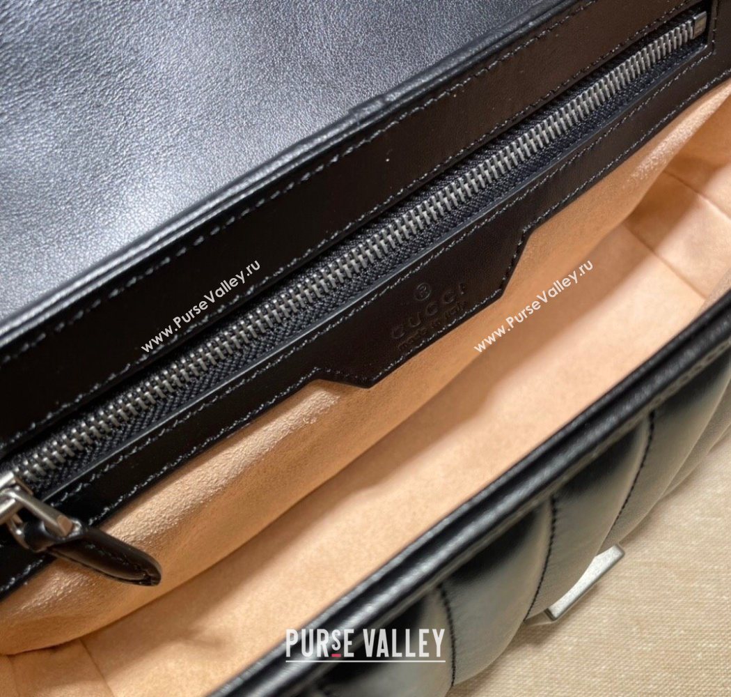 Gucci GG Marmont Geometric Leather Small Shoulder Bag 443497 Black 2025 (DLH-250630045)