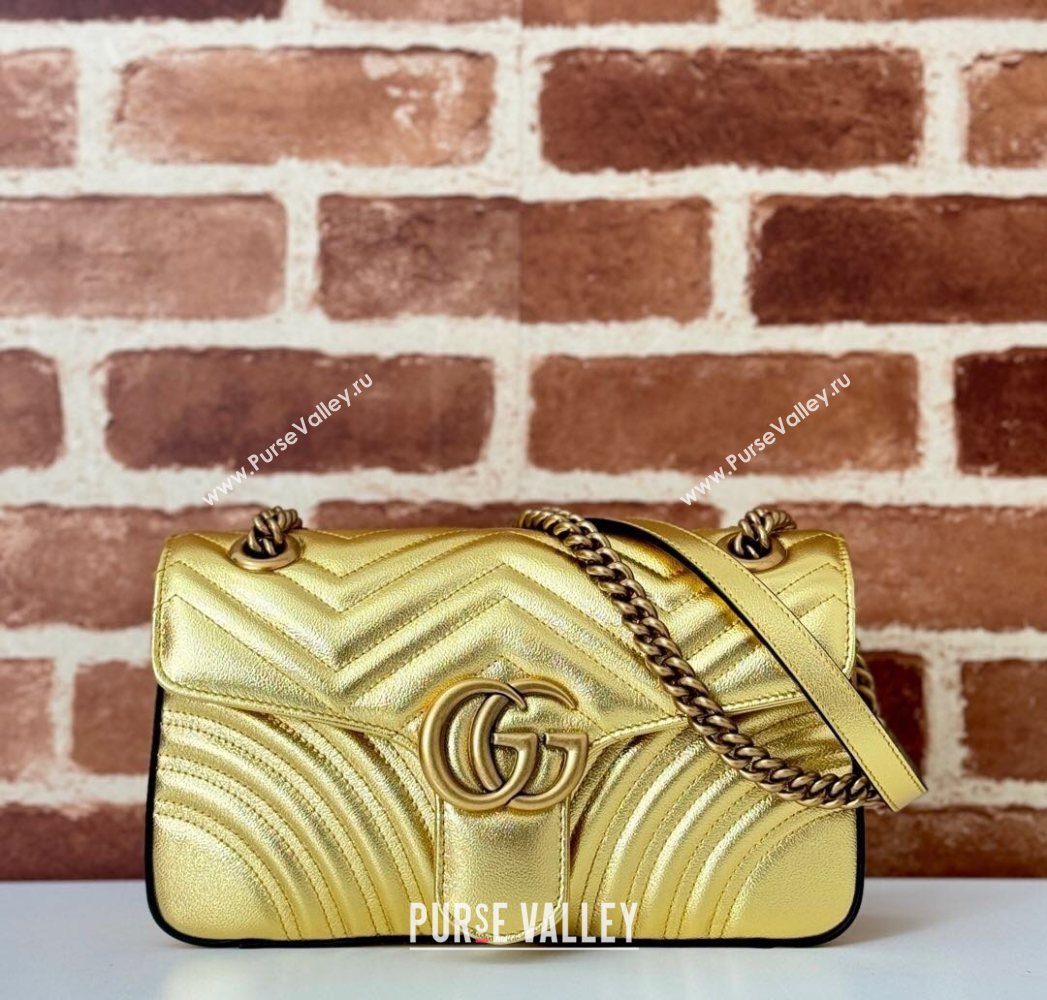 Gucci GG Marmont Matelasse Leather Small Shoulder Bag 443497 Gold-Tone 2025 (DLH-250630046)
