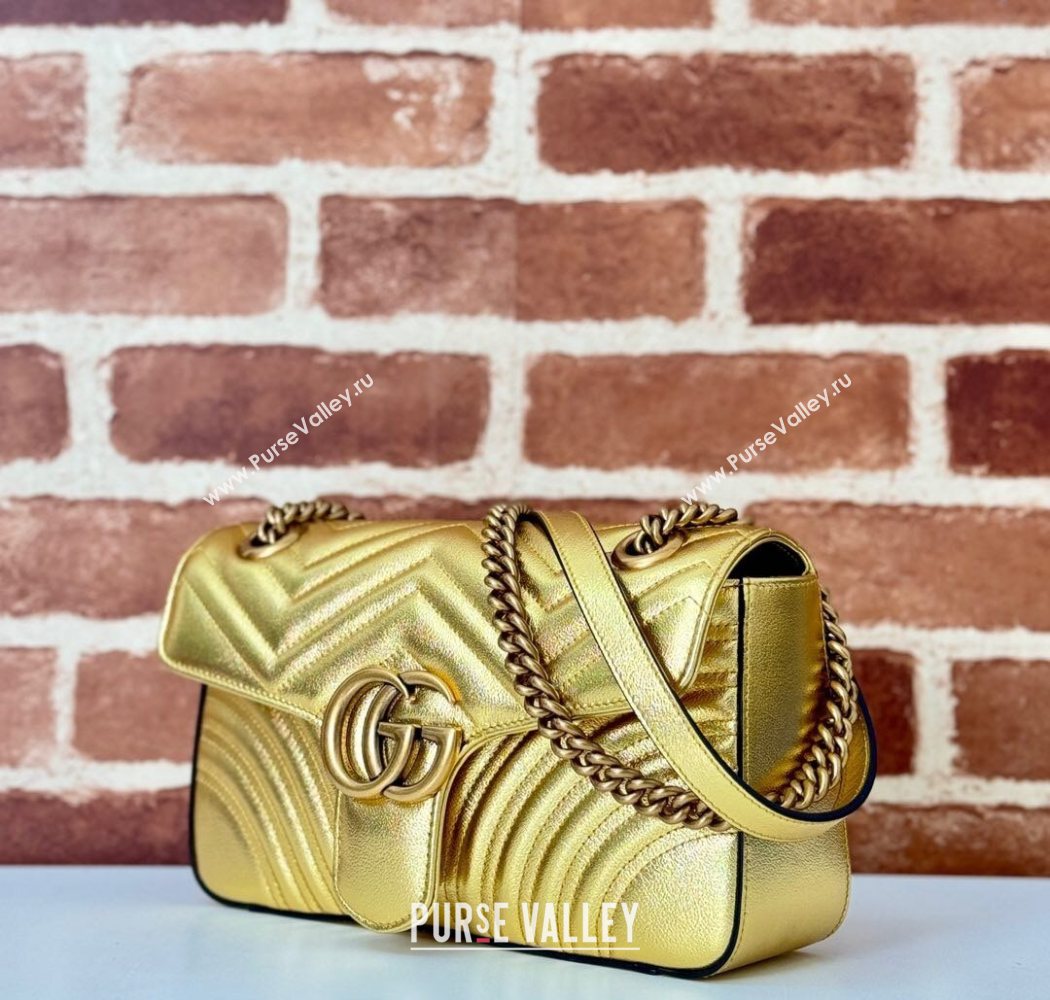 Gucci GG Marmont Matelasse Leather Small Shoulder Bag 443497 Gold-Tone 2025 (DLH-250630046)