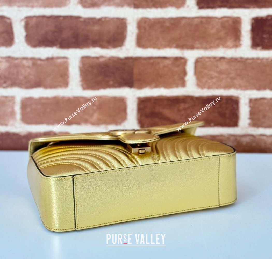 Gucci GG Marmont Matelasse Leather Small Shoulder Bag 443497 Gold-Tone 2025 (DLH-250630046)