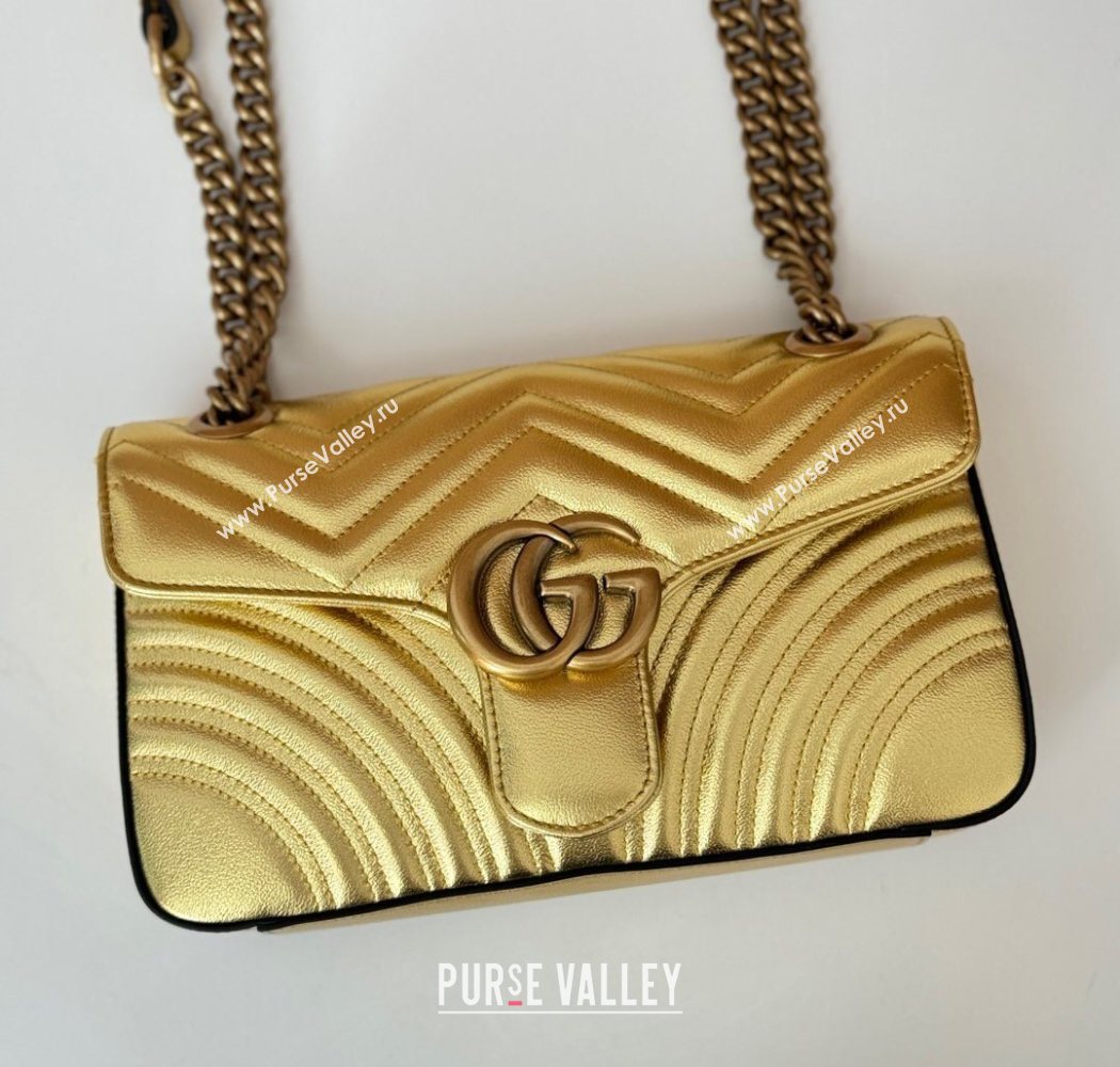 Gucci GG Marmont Matelasse Leather Small Shoulder Bag 443497 Gold-Tone 2025 (DLH-250630046)