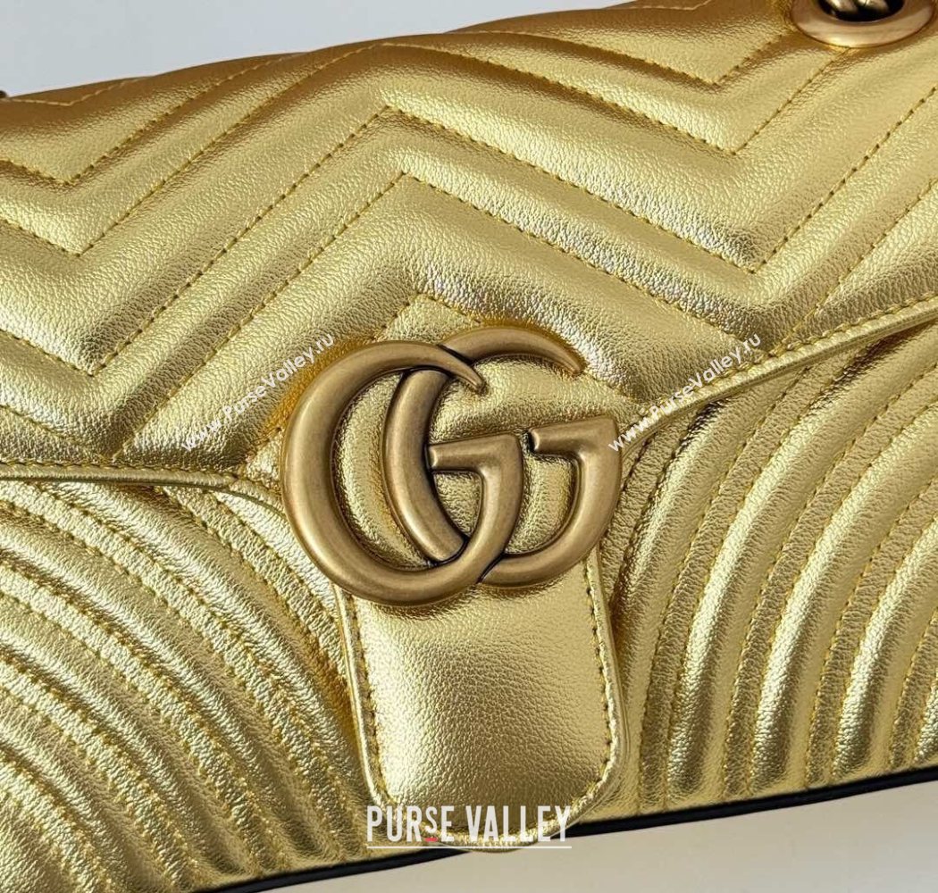 Gucci GG Marmont Matelasse Leather Small Shoulder Bag 443497 Gold-Tone 2025 (DLH-250630046)