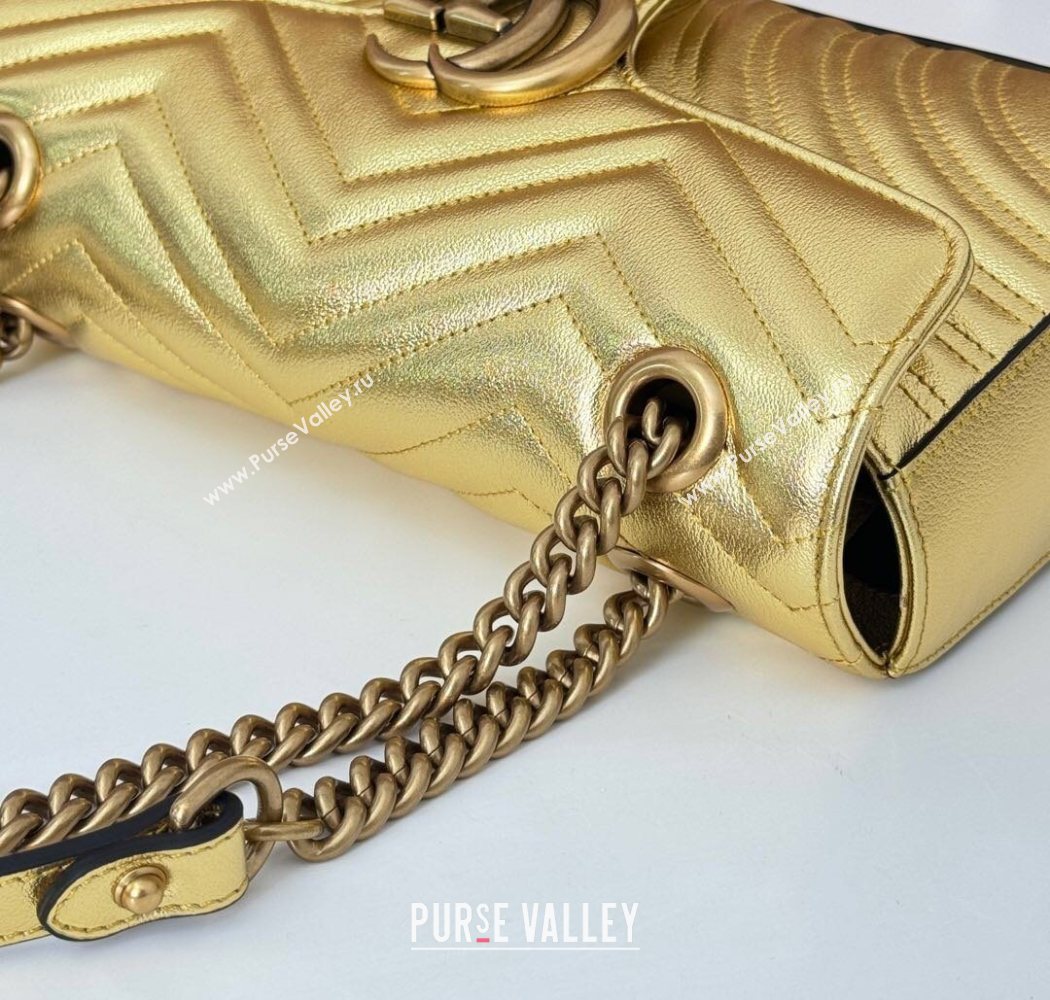 Gucci GG Marmont Matelasse Leather Small Shoulder Bag 443497 Gold-Tone 2025 (DLH-250630046)
