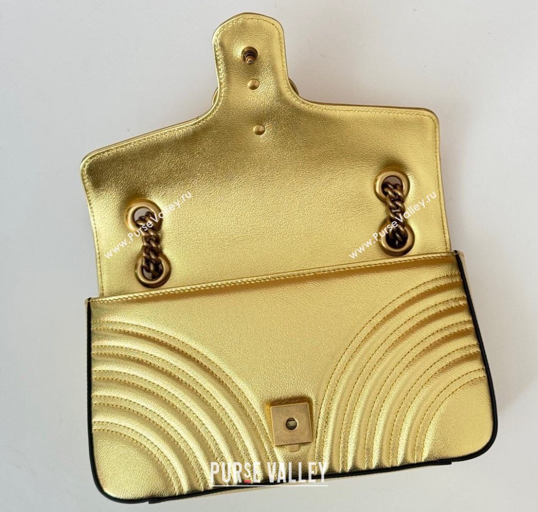 Gucci GG Marmont Matelasse Leather Small Shoulder Bag 443497 Gold-Tone 2025 (DLH-250630046)
