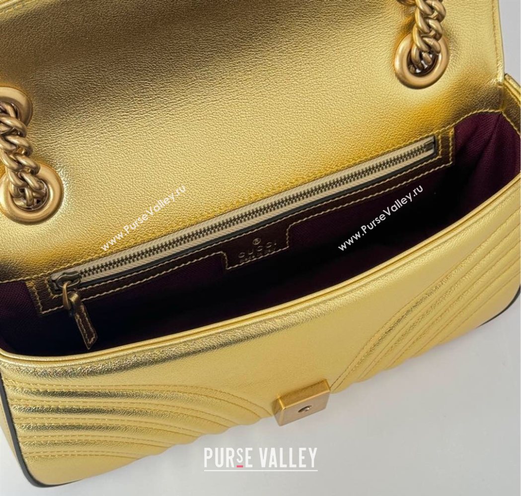 Gucci GG Marmont Matelasse Leather Small Shoulder Bag 443497 Gold-Tone 2025 (DLH-250630046)