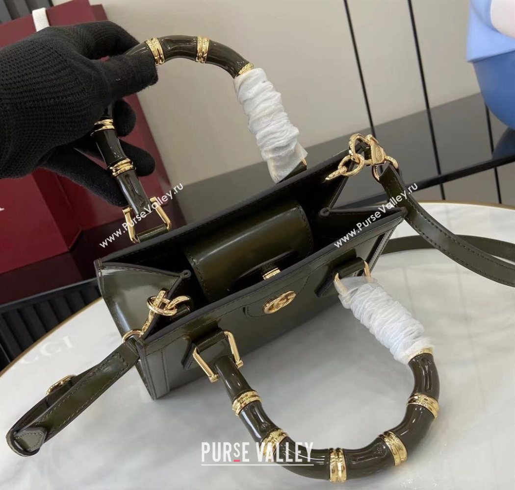 Gucci Diana Leather small tote bag Forest Green 2025 832936 (XLU-250630132)