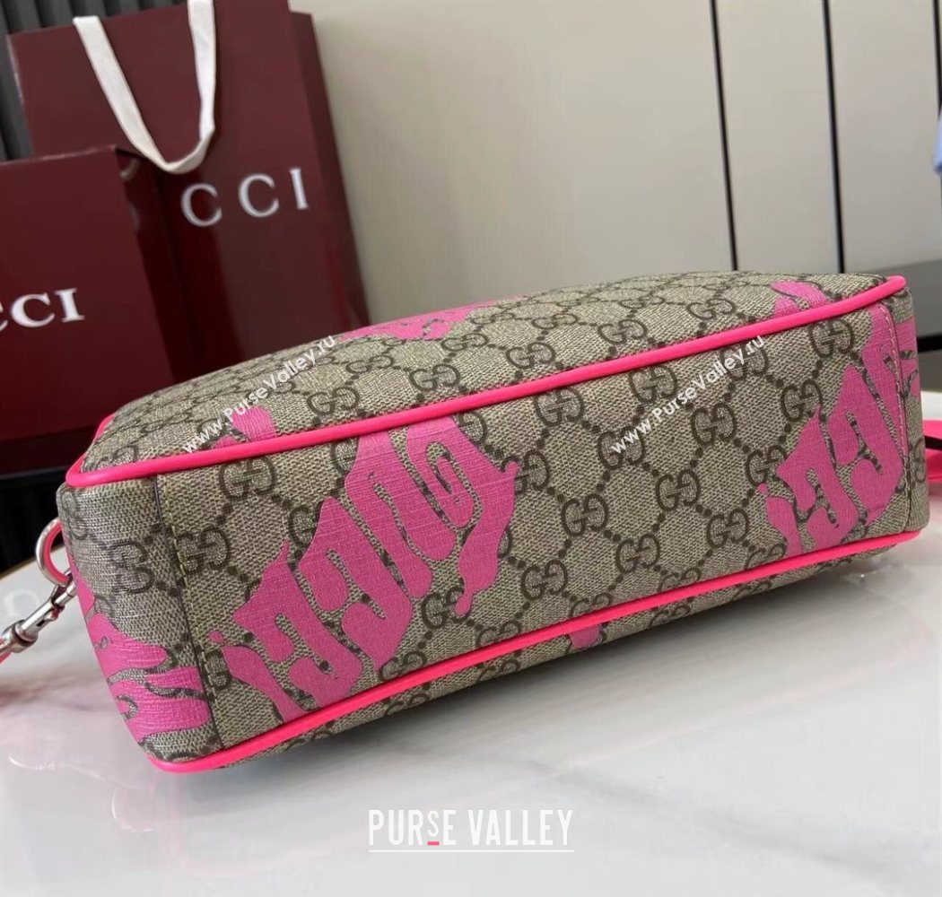 Gucci Mens GG Monogram Medium crossbody bag with print Beige/Bright Pink 2025 839380 (XLU-250701003)