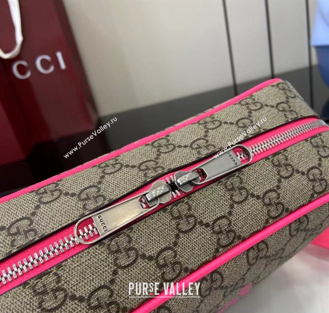 Gucci Mens GG Monogram Medium crossbody bag with print Beige/Bright Pink 2025 839380 (XLU-250701003)