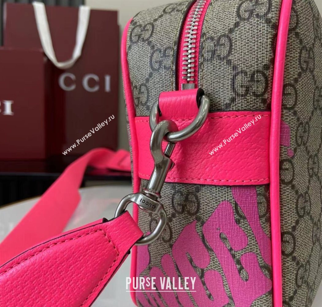 Gucci Mens GG Monogram Medium crossbody bag with print Beige/Bright Pink 2025 839380 (XLU-250701003)