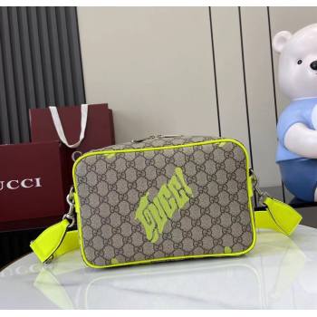 Gucci Mens GG Monogram Medium crossbody bag with print Beige/Acid Green 2025 839380 (XLU-250701004)