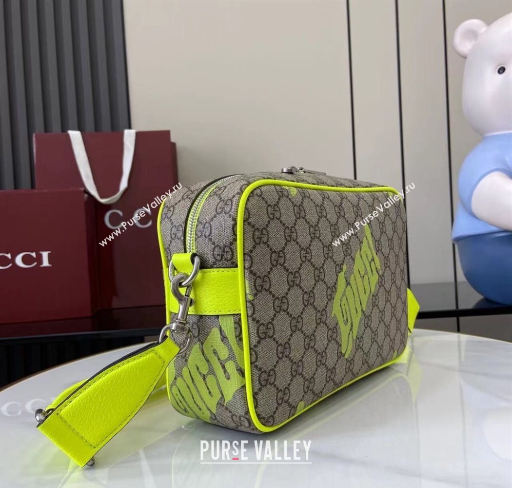 Gucci Mens GG Monogram Medium crossbody bag with print Beige/Acid Green 2025 839380 (XLU-250701004)