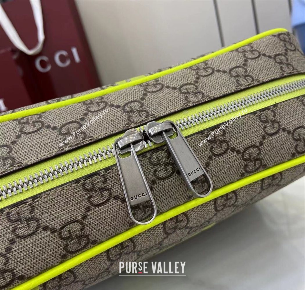 Gucci Mens GG Monogram Medium crossbody bag with print Beige/Acid Green 2025 839380 (XLU-250701004)