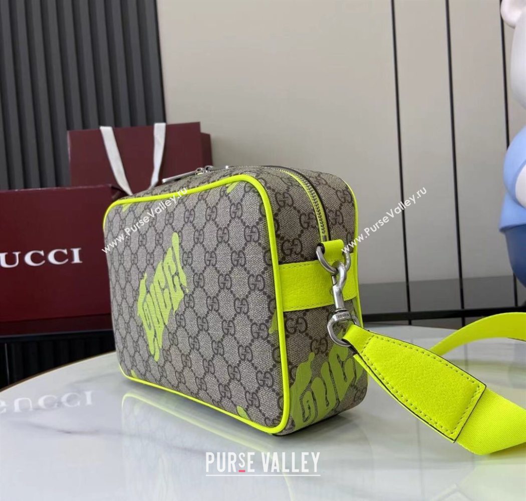 Gucci Mens GG Monogram Medium crossbody bag with print Beige/Acid Green 2025 839380 (XLU-250701004)