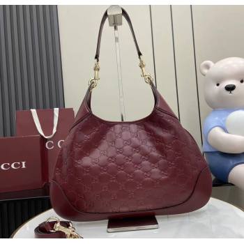 Gucci B medium shoulder bag in GG Leather Ancora Red 2025 834981 (XLU-250701005)