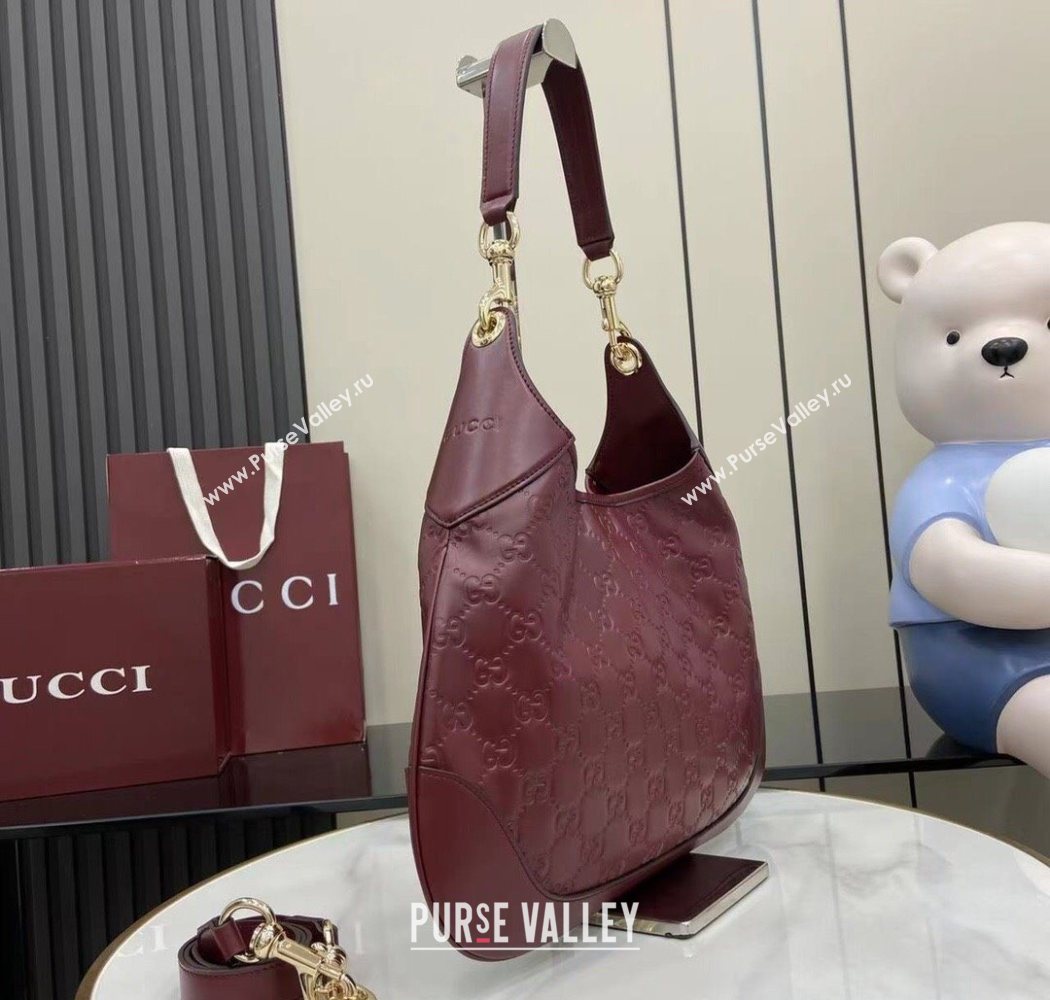 Gucci B medium shoulder bag in GG Leather Ancora Red 2025 834981 (XLU-250701005)