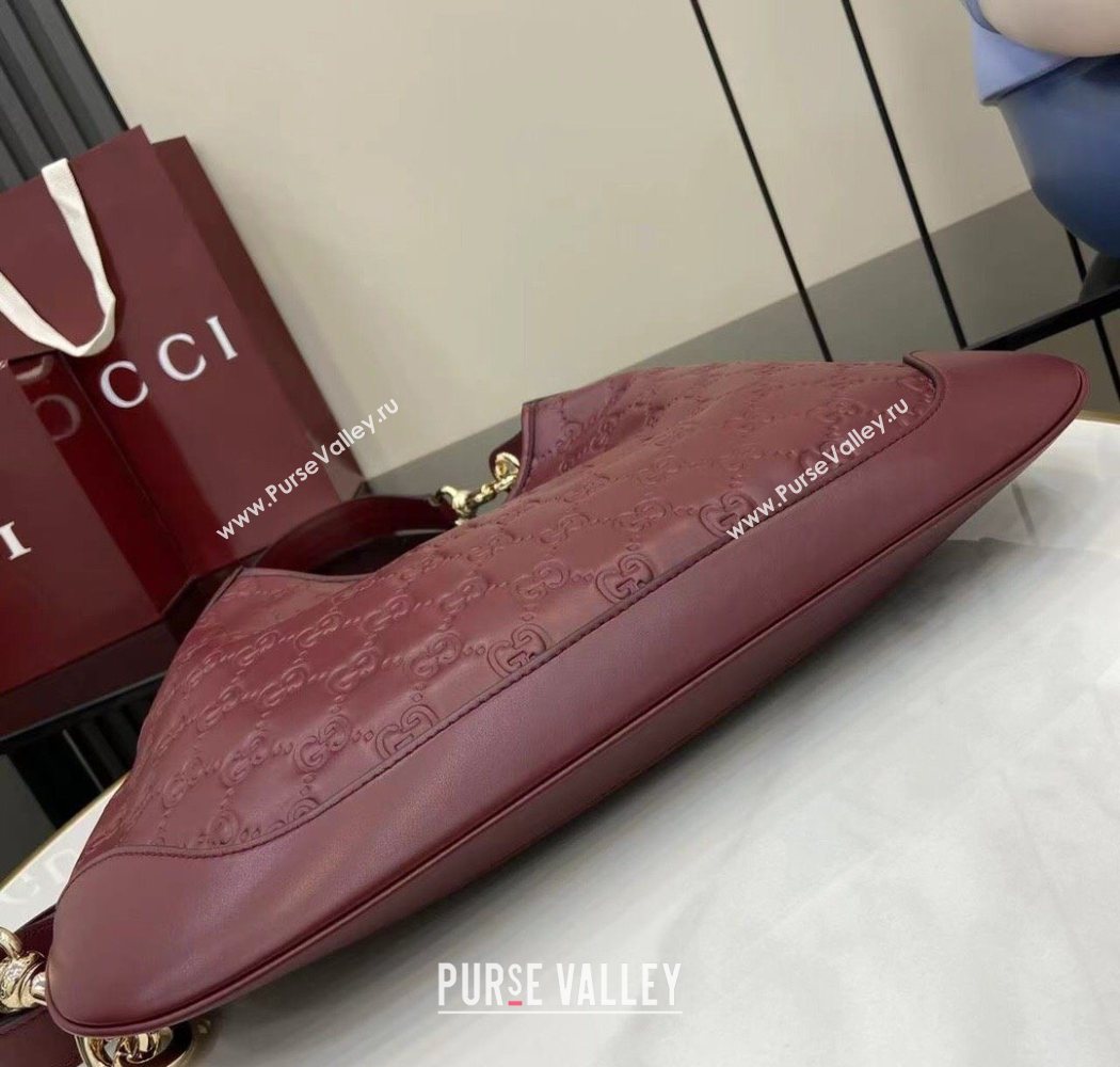 Gucci B medium shoulder bag in GG Leather Ancora Red 2025 834981 (XLU-250701005)